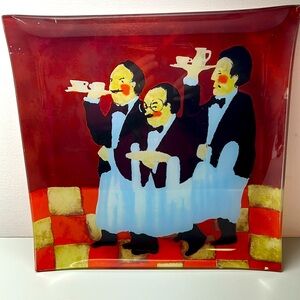 Guy Buffet-like glass 12” x 12” square serving platter